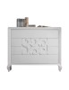 Cassettiera 4 cassetti legno frassino bianco decori intagliati 125x56x108