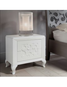 Cassettiera 4 cassetti legno frassino bianco decori intagliati 125x56x108