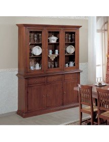 Cristalliera 3 porte arte povera legno noce vari colori 162X47X218