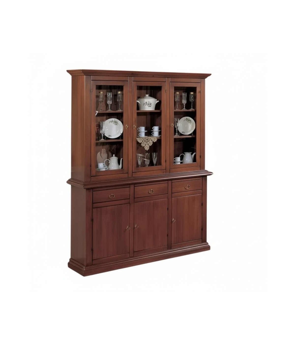 Cristalliera 3 porte arte povera legno noce vari colori 162X47X218