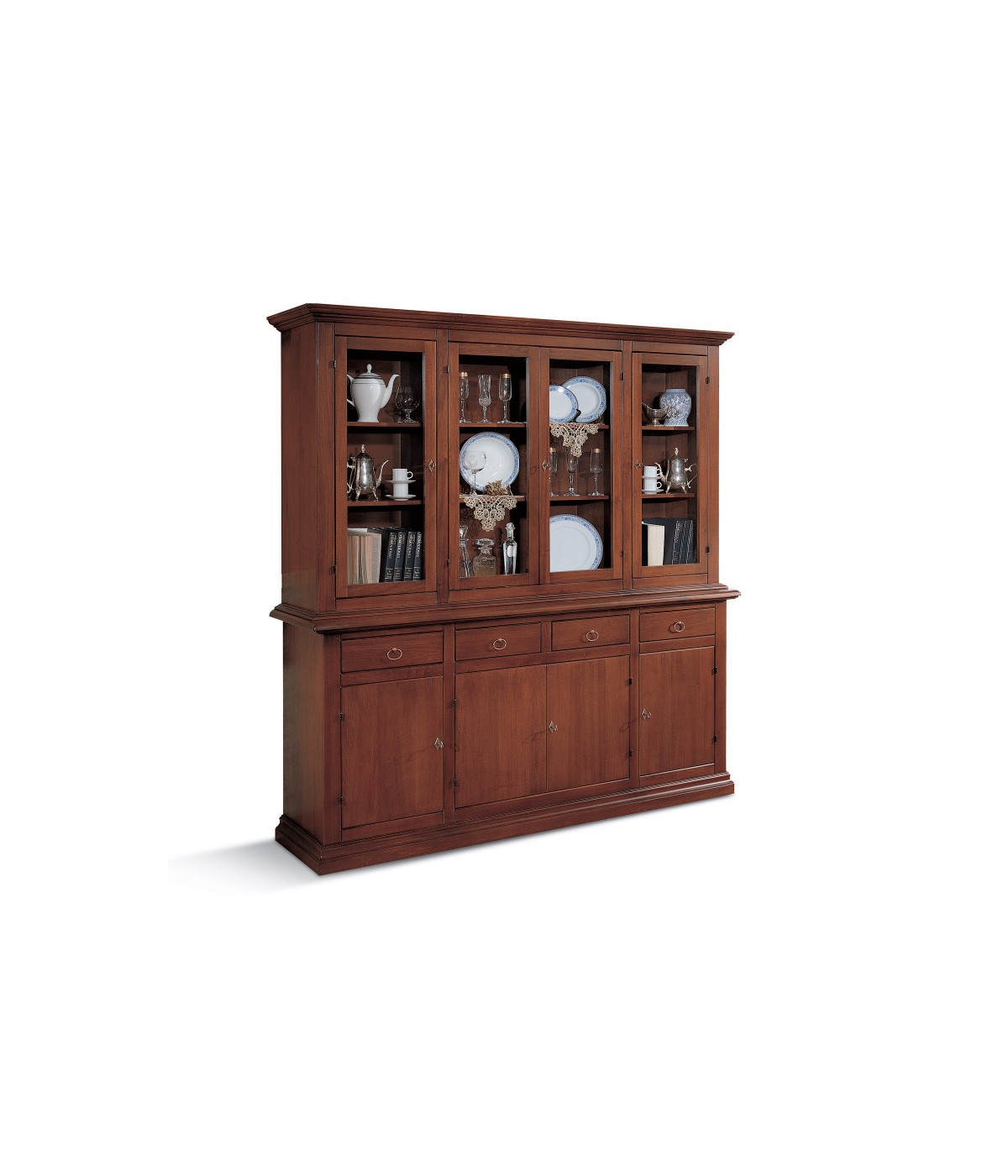 Cristalliera 4 porte arte povera legno noce vari colori 204X47X218