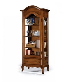 VETRINA CLASSICA 1 ANTA GREZZA IN LEGNO L.80 P.45 H.196 (102)