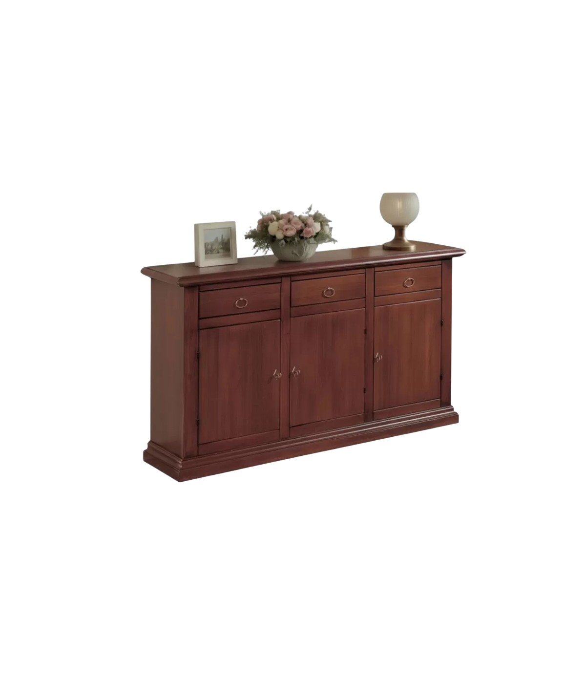 Credenza 3 porte arte povera legno noce vari colori 162X47X97