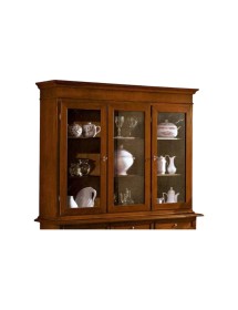 Alzata cristalliera 3 ante legno tinta noce 155x42x119