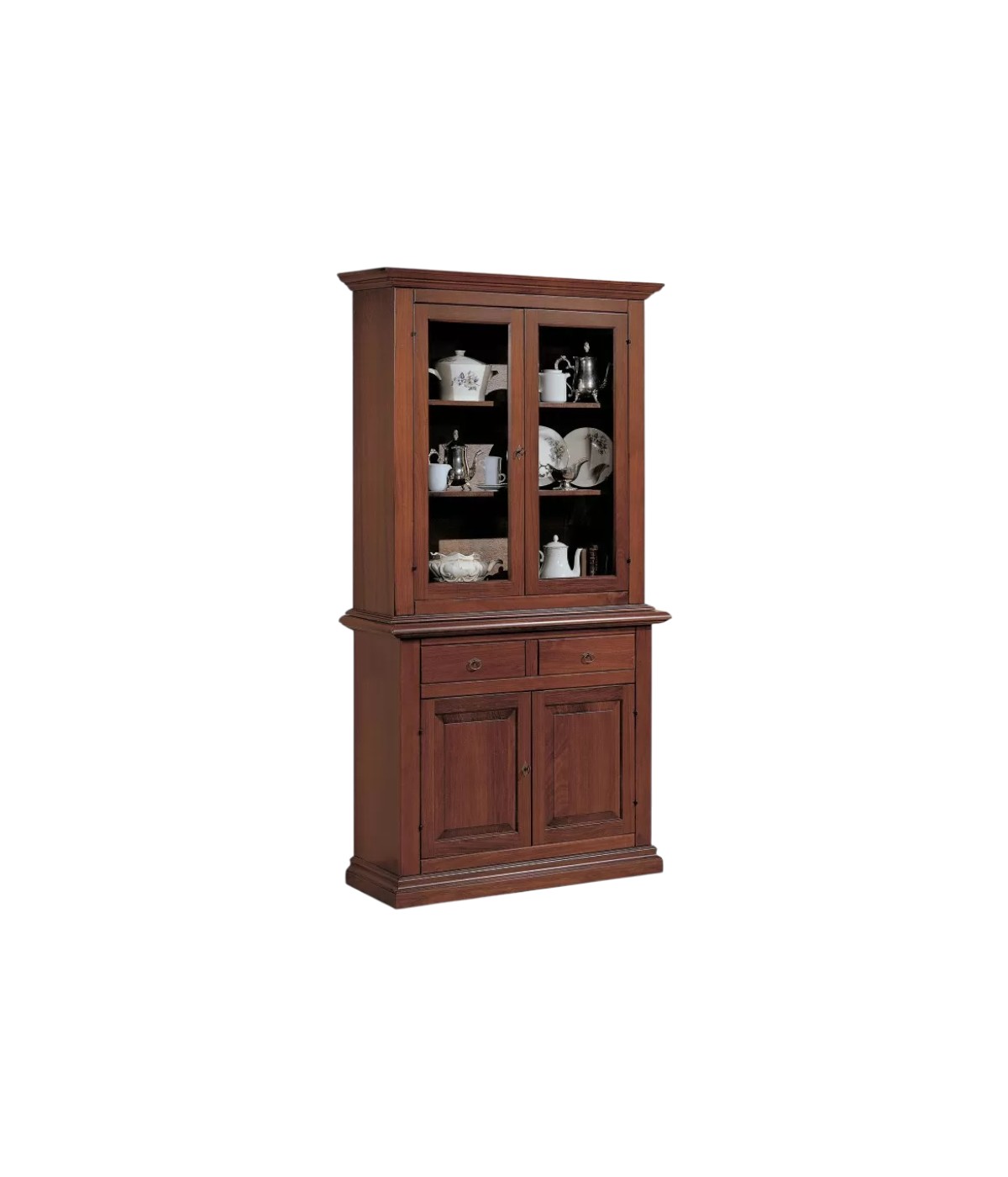 Cristalliera 2 porte arte povera legno noce vari colori 109X47X218