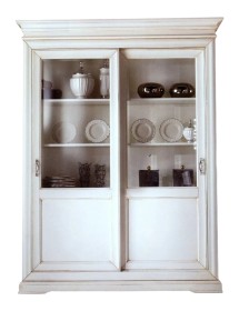 MOBILI 2G - VETRINA CLASSICA IN LEGNO 2 PORTE SCORREVOLI L.165 P.50 H.215