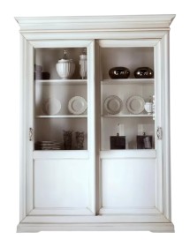MOBILI 2G - VETRINA CLASSICA IN LEGNO 2 PORTE SCORREVOLI L.165 P.50 H.215