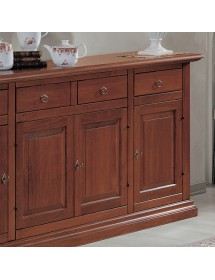 Credenza 4 porte arte povera bugnata legno noce vari colori 204X47X97