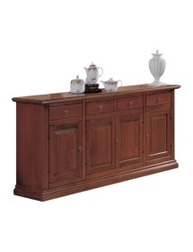 Credenza 4 porte arte povera bugnata legno noce vari colori 204X47X97