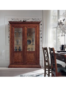 Vetrina classica 2 porte legno noce bassano 154X50X214