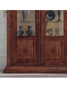 Vetrina classica 2 porte legno intagliato noce bassano 154X50X214