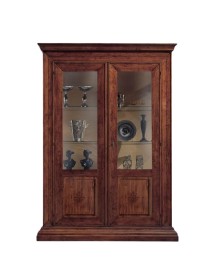 Vetrina classica 2 porte legno intagliato noce bassano 154X50X214