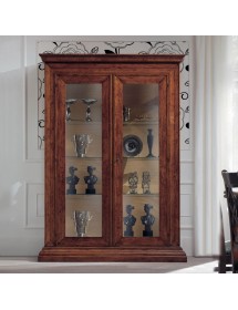 Vetrina classica 2 porte legno noce bassano 154X50X214