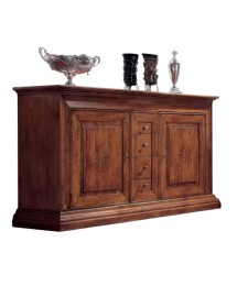 Credenza 2 porte 4 cassetti arte povera intaglio legno vari colori 225X58X118