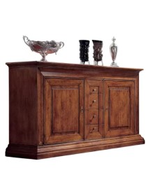 Credenza 2 porte 4 cassetti arte povera intaglio legno vari colori 225X58X118