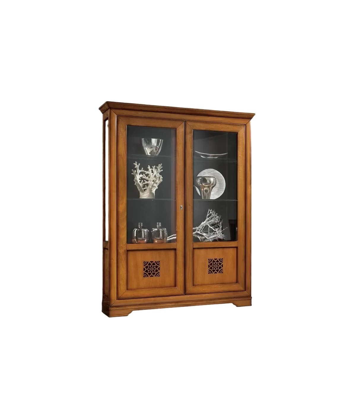 Vetrina 2 porte classica traforata legno vari colori 158X50X218