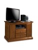 MOBILI 2G - Porta televisore in legno 2 cassetti 2 porte con vano a giorno arte povera tinta noce L.110 x P.45 H.68