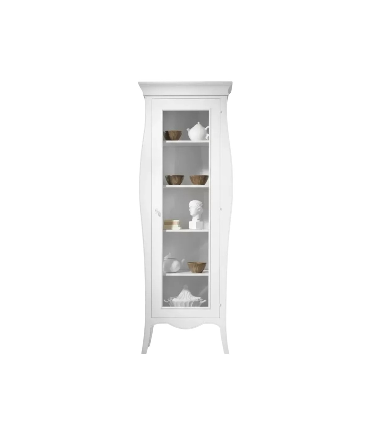 Vetrina sagomata 1 porta legno bianco 71x48x204 (3095)