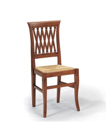 Sedia legno classica noce traforata seduta paglia vari colori 44x46x96