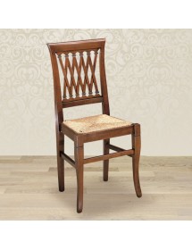 Sedia legno classica noce traforata seduta paglia vari colori 44x46x96