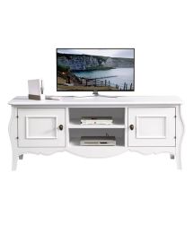 Porta tv legno 2 porte shabby bianco sagomato 160x50x61 (3084)