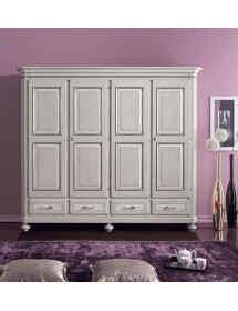 MOBILI 2G - Armadio 4 porte 4 cassetti laccato tortora grigio  arte povera L.193 x P.63 H.217