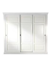 Armadio 3 porte scorrevoli legno shabby bianco 294x65x258