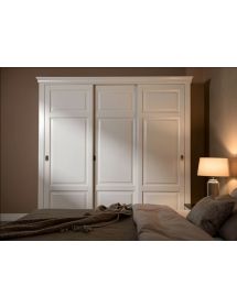 Armadio 3 porte scorrevoli legno shabby bianco 294x65x258