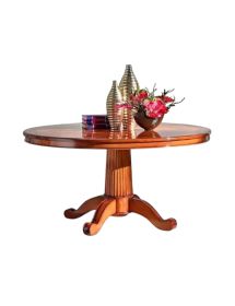 MOBILI 2G - Tavolo Rotondo Classico Legno Intarsio Tinta Noce 140/150/160 Cm vista frontale