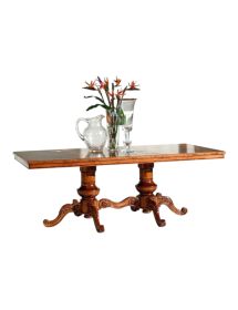 MOBILI 2G - Tavolo rettangolare classico legno Intarsio tinta noce 220x100x80 vista laterale