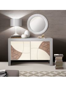 Madia 2 Ante bicolore Legno massello decoro rilievo 142X45X89 (312)