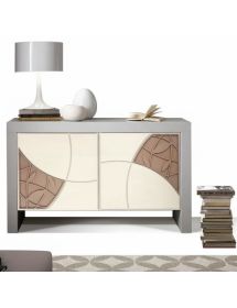 Madia 2 Ante bicolore Legno massello decoro rilievo 142X45X89 (312)