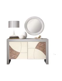 Madia 2 Ante bicolore Legno massello decoro rilievo 142X45X89 (312)