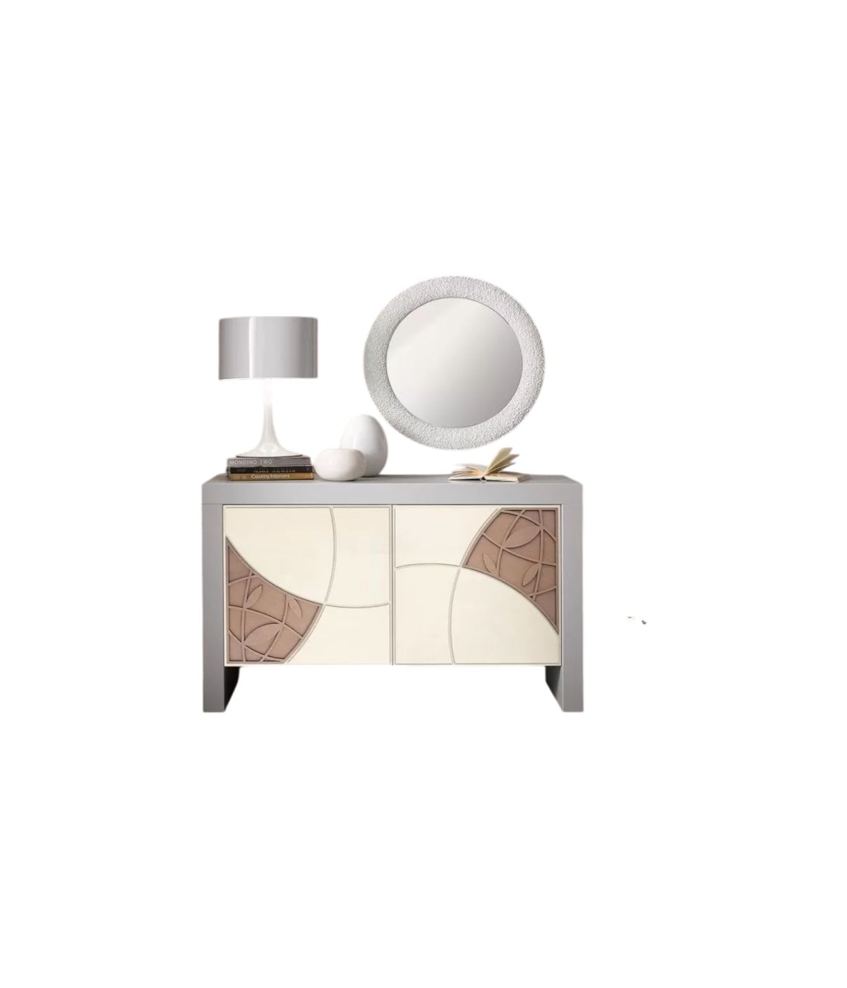 Madia 2 Ante bicolore Legno massello decoro rilievo 142X45X89 (312)