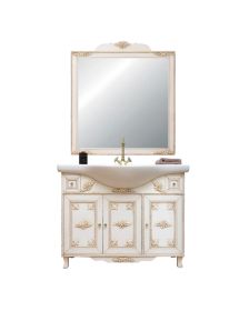 MOBILE BAGNO LEGNO BAROCCO AVORIO DECAPE' L.105 P.35