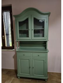 Cristalliera legno 2 porte arte povera verde salvia 104X43X215