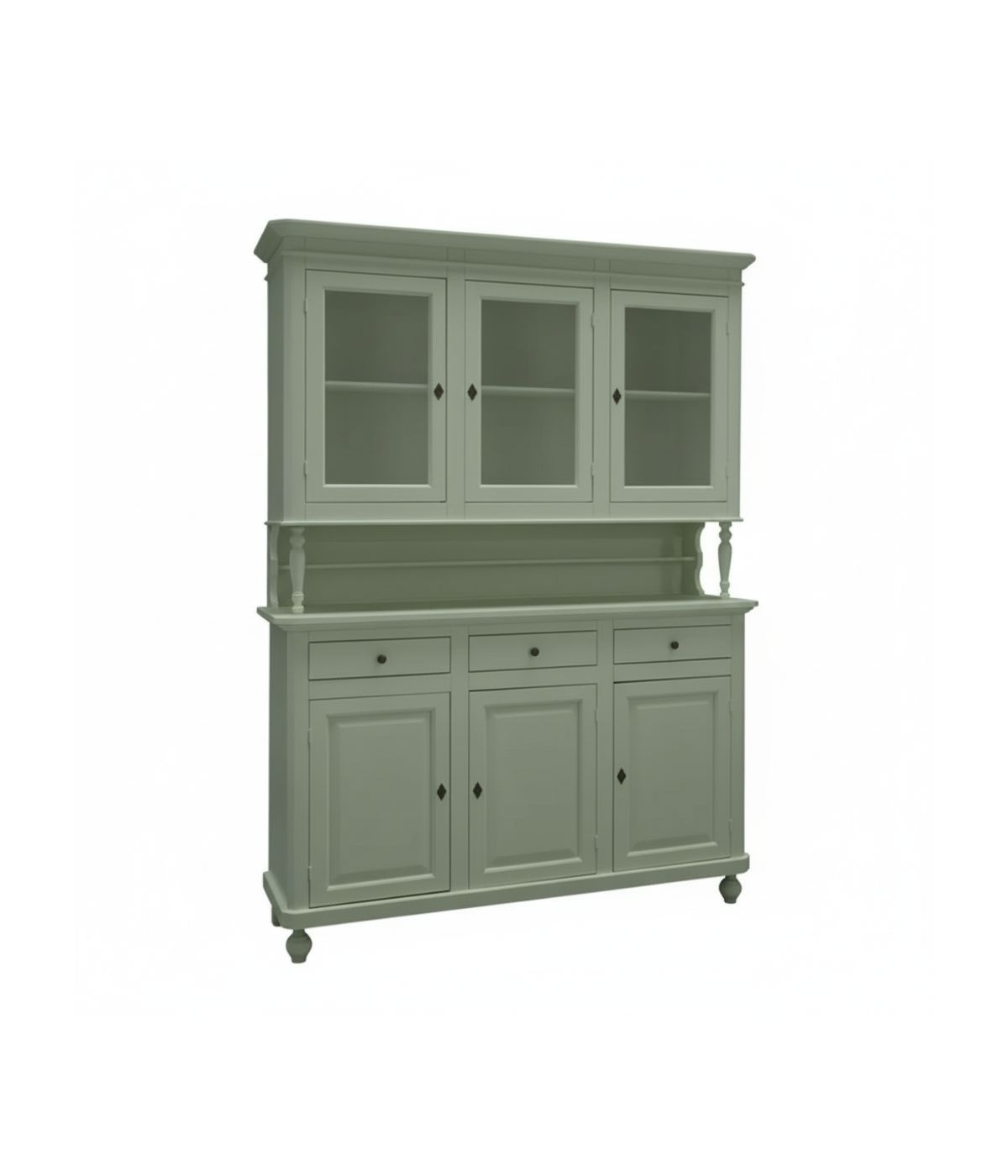 Cristalliera arte povera 3 ante legno verde salvia  150x43x205h