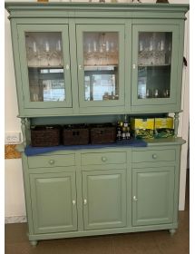 Cristalliera arte povera 3 ante legno verde salvia  150x43x205h