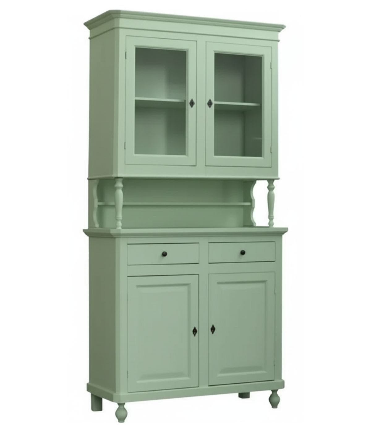 Cristalliera 2 porte arte povera legno verde salvia 104X43X205