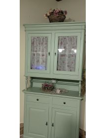 Cristalliera 2 porte arte povera legno verde salvia 104X43X205