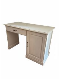 Scrivania porta frigo arte povera legno bianco anticato 1 porta 1 cassetto 125X56X80