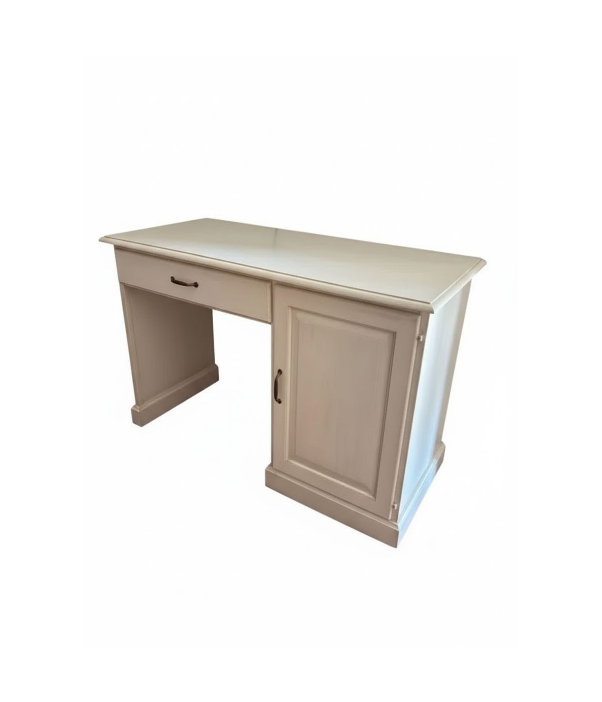 Scrivania porta frigo arte povera legno bianco anticato 1 porta 1 cassetto 125X56X80