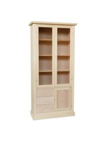 Vetrina arte povera 3 Porte 3 cassetti Legno Grezzo 90X42X186