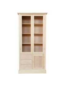 Vetrina arte povera 3 Porte 3 cassetti Legno Grezzo 90X42X186