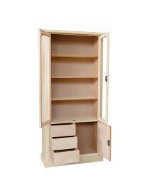 Vetrina arte povera 3 Porte 3 cassetti Legno Grezzo 90X42X186