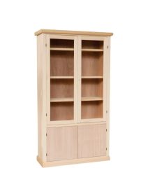 Vetrina arte povera 4 Porte con ripiani Legno Grezzo 105X40X184