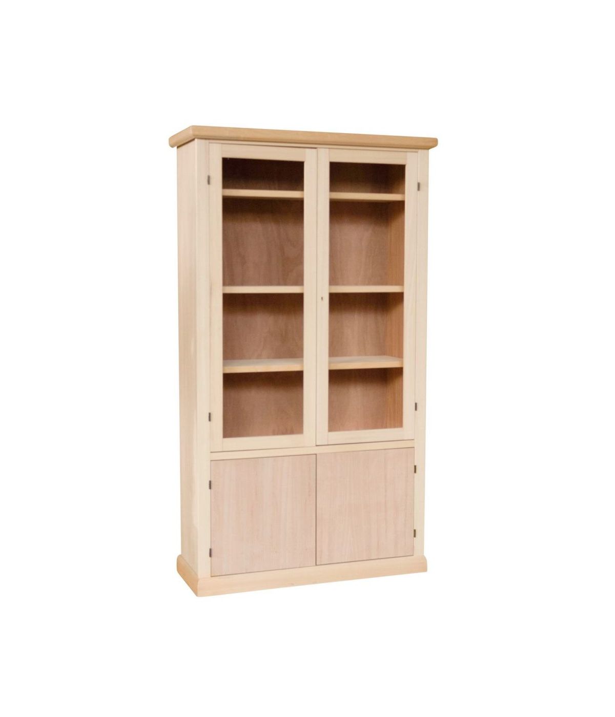 Vetrina arte povera 4 Porte con ripiani Legno Grezzo 105X40X184