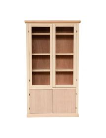 Vetrina arte povera 4 Porte con ripiani Legno Grezzo 105X40X184