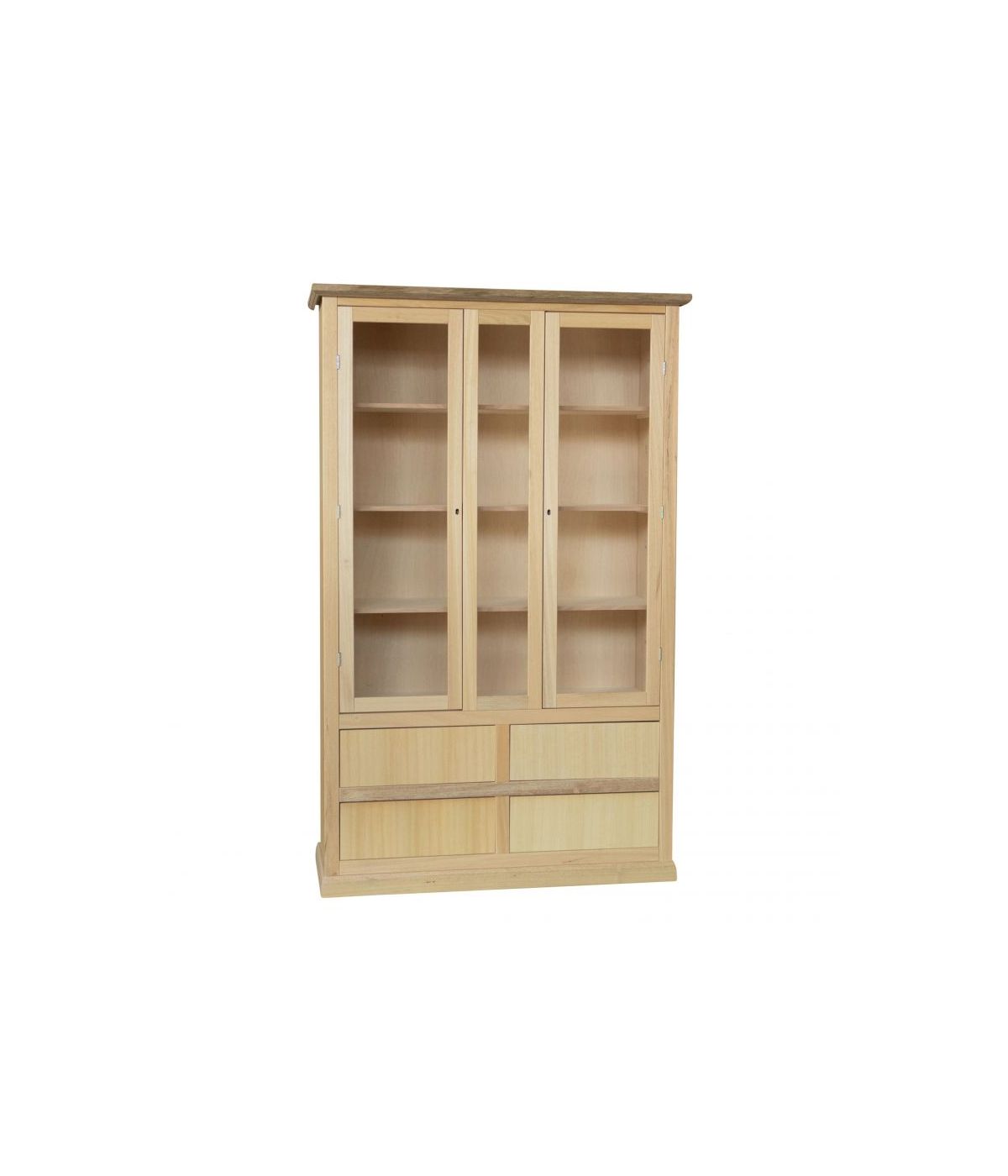 Vetrina arte povera 2 Porte 4 cassetti Legno Grezzo 119X40X185