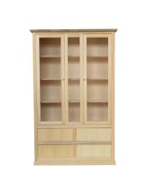 Vetrina arte povera 2 Porte 4 cassetti Legno Grezzo 119X40X185